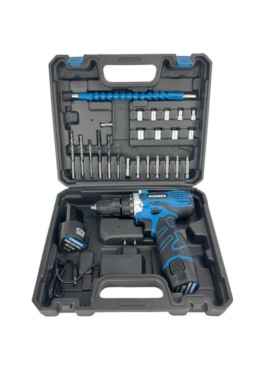 مجموعه 28 عددی دریل شارژی ویوارس دو باطری با لوازم مدل VR12v-2A